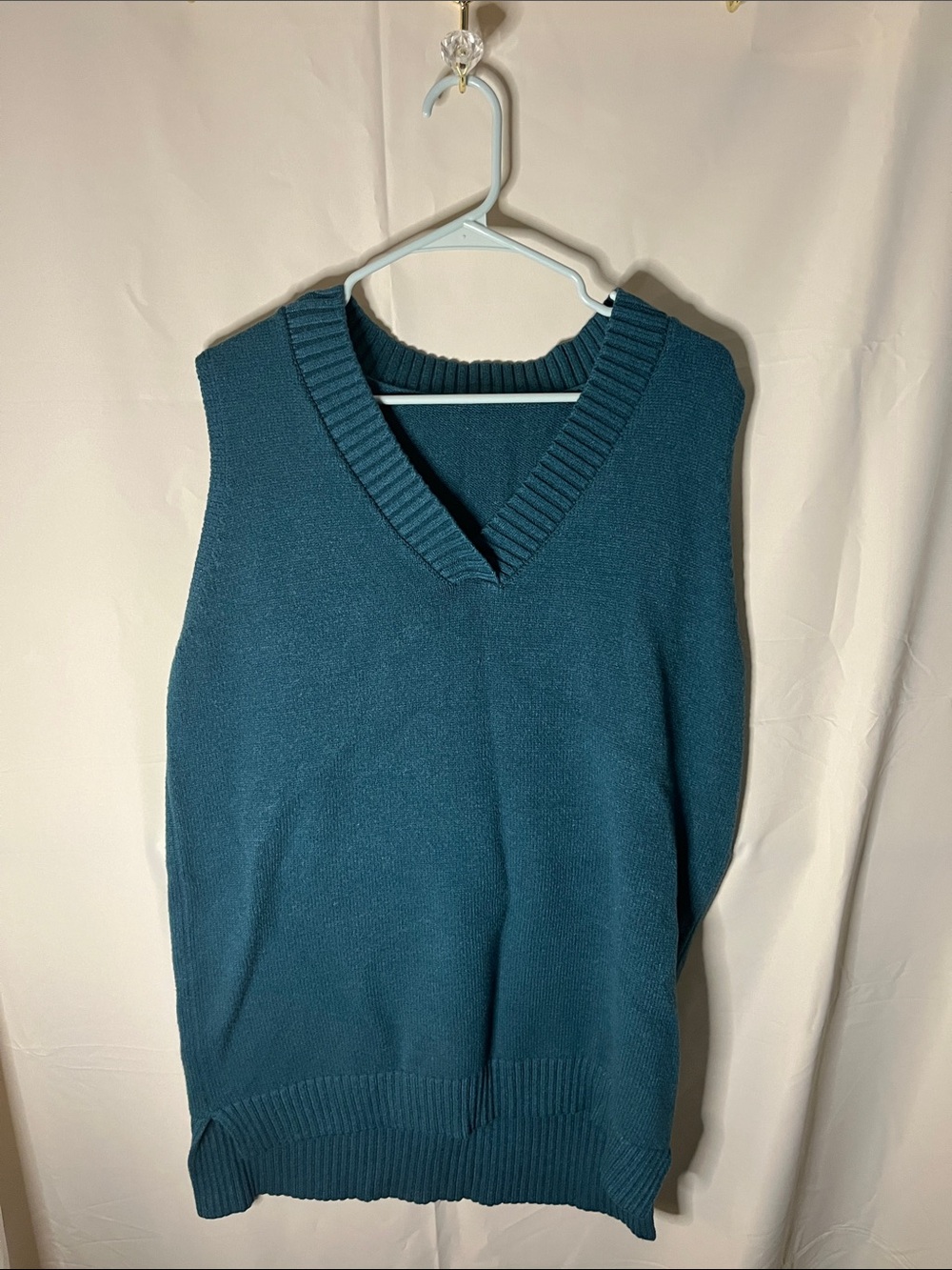 SHEIN Teal Blue V-Neck Knit Sweater Vest